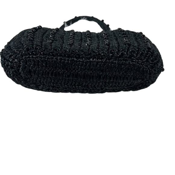 Vintage Marcus Brothers Handbag Black Beaded Crochet Top Handle Evening 50s Glam - Picture 3 of 5